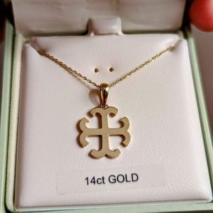Saint Mary's College French Cross, Solvar 14K Gold Small pendant necklace